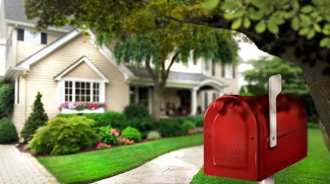ARCHITECTURAL MAILBOXES 7600R MB1 Mailbox, Medium, Red | Galvanized steel build for outside with rust-resistant powder-coat finish and a magnetic door closure. USPS approved.