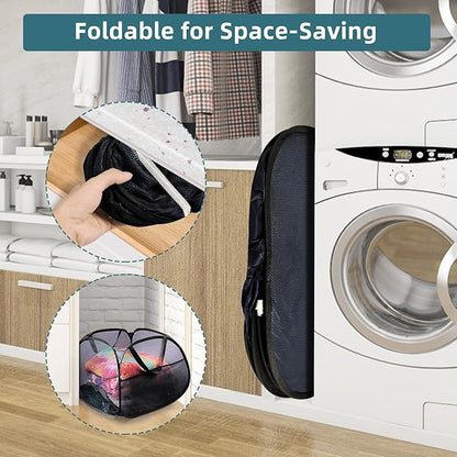 Collapsible Laundry Baskets, 90L Large Foldable Laundry Basket, Durable Mesh