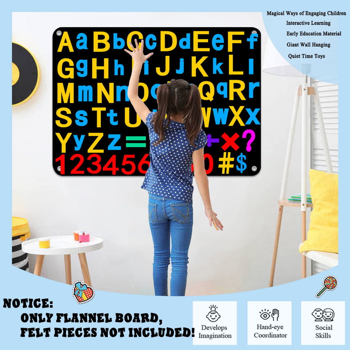 Craftstory 3.5 Feet Flannel-Board for Toddlers Preschool as Kids Felt Stories Activities Play Kits Wall-Hanging Birthday Gifts (Black)