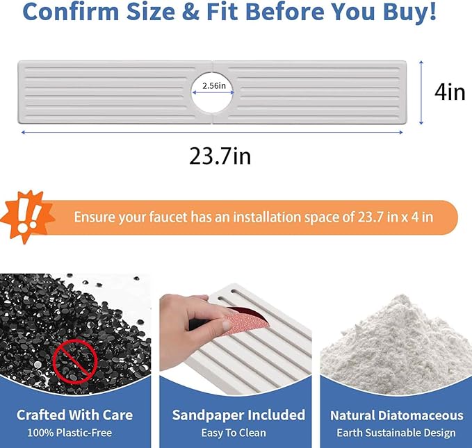 Kitchen Faucet Mat, Diatomite Sink Faucet Mat Splash Guard