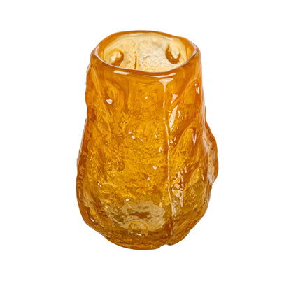 Organically Shaped Glass Vase or Candle Holder, Orange