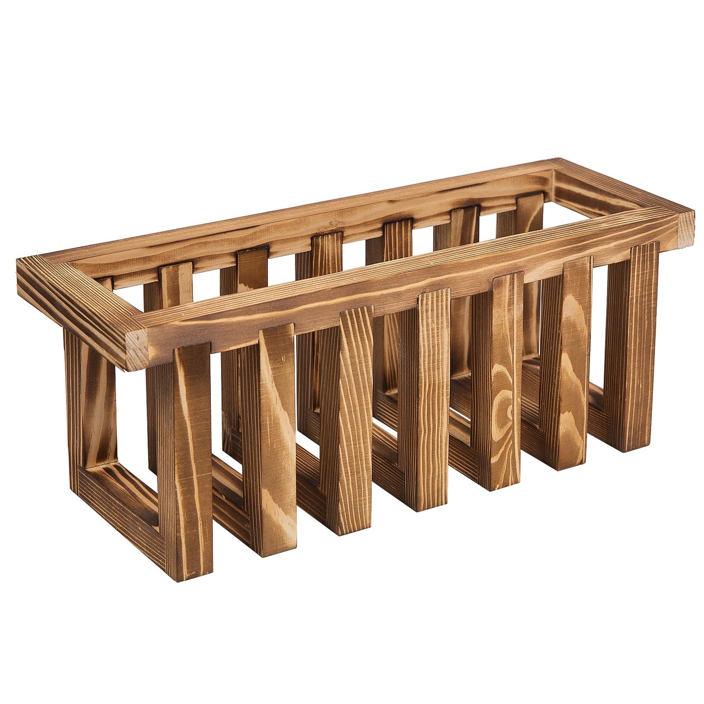 ExoLiry 11 Inch Premium Solid Acacia Wood Wall Mounted Mail Letter Holder Basket, Rustic Farmhouse Wooden Hanging Card Storage Rack, Home or Office Organizer