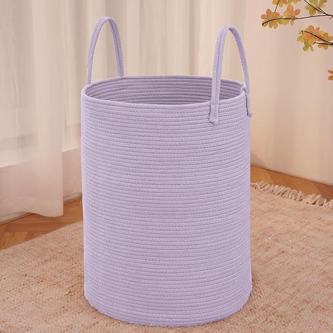 Large Woven Laundry Basket Hamper, 100L Cotton Rope Storage Bin