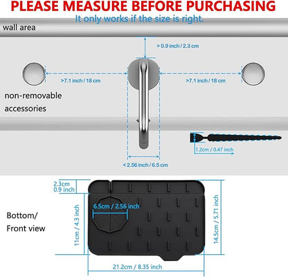 2 Pieces Black Faucet Guard & Draining Mat 8.3" Mini Splash Guard Faucet Handle