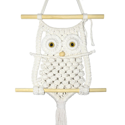 Cilkus Owl Macrame Wall Hanging – Handmade Boho Macrame Wall Decor, Macrame Wall Art Tapestry, Boho Wall Hanging Owl Decor for Bedroom, Living Room, Nursery – Beige (Beige-Large)
