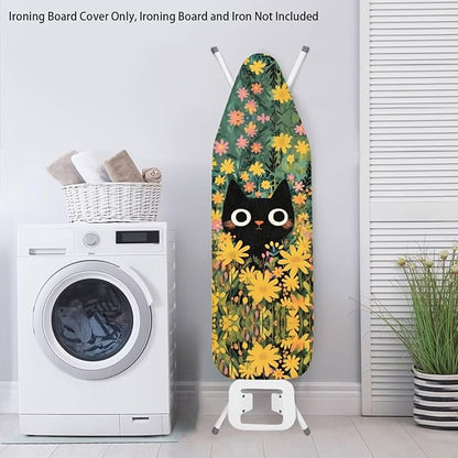 Cat Flower Ironing Board Cover and Pad, 16x55 Inches Standard Size Heavy Duty