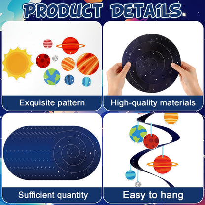 24 Sets Space Craft Kits DIY Solar System Hanging Decoration Make Your Own Outer Space Paper Crafts Ornament Galaxy Planet Star Stickers Games for Home School Classroom Activities Party Favor Gift
