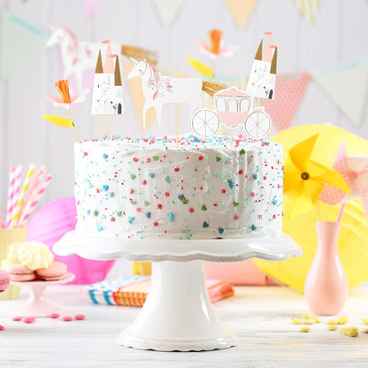 Humyoun 48 Pcs/24 Sets Unicorn Princess Cupcake Toppers Kit Includes 24 Cupcake Toppers and 24 Floral Cake Cup Unicorn Theme Party Supplies for Birthday Wedding Princess Theme Party Baby Showers