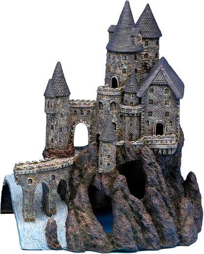Penn-Plax Deco-Replicas Age-of-Magic Wizard’s Castle Part B Aquarium Decoration - Durable Hand-Painted Resin with Swim Holes & Hideouts - Safe for Freshwater & Saltwater Tanks - Gray, 13 x 9 x 15.5 In