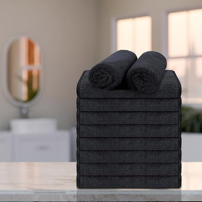 Black Salon Towels, Super Soft and Absorbent Microfiber Hair Towel