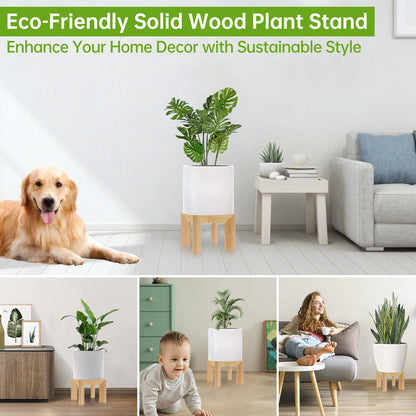 2 Pack Wood Plant Stand Indoor Holders for Plants, Sturdy Flower Pot Stands Plants Shelf, Wooden Stool for Patio Plant Stand, Fit 5-18 Inch Variety Flower Pots, Easily Assemble (2 Pack-White)
