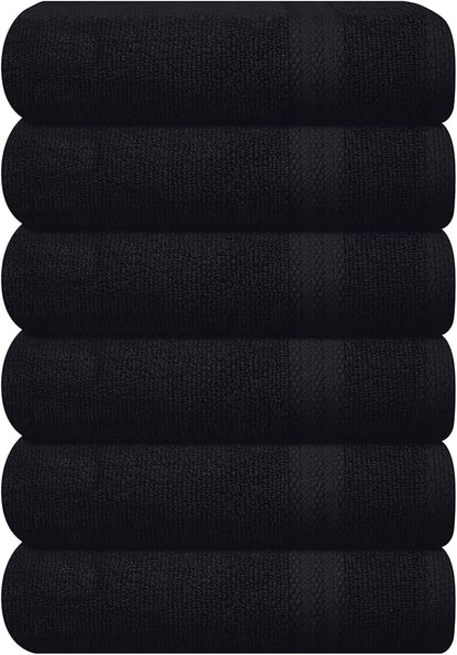 GLAMBURG Ultra Soft 6-Piece Hand Towel Set 16x28-100% Ringspun Cotton