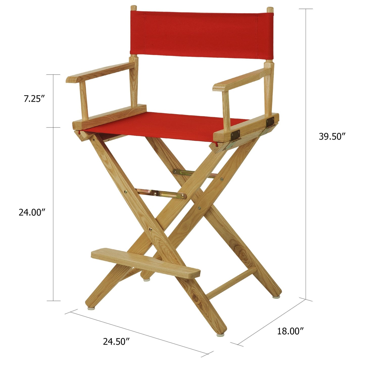 American Trails Extra-Wide Premium 24" Director's Chair Natural Frame with Red Canvas, Counter Height