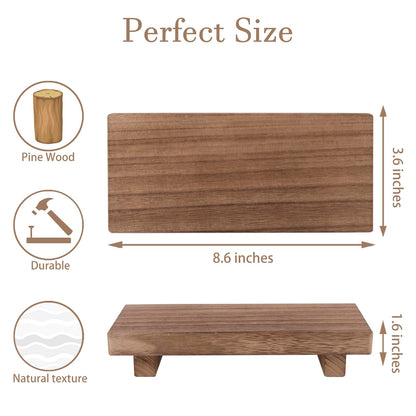 zoocatia Small Wood Tray Pedestal Stand Farmhouse Bathroom Decor Decorative Wooden Riser Kitchen Soap Dish Holder for Vanity, Counter, Sink, Brown