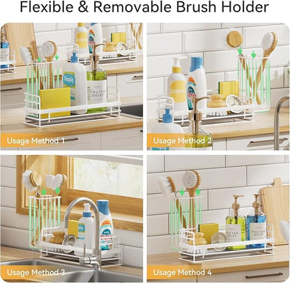Yofidra Sink Caddy with Stone Drying Tray: Stainless Steel Soap Dispenser