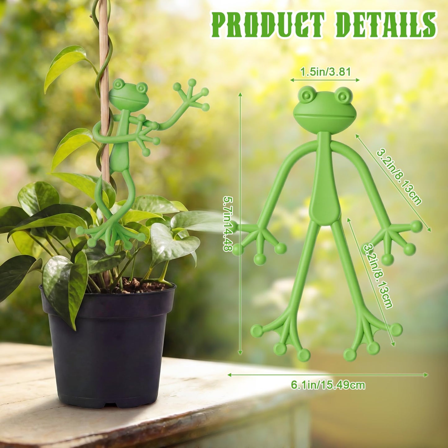 36 Pcs Frog Planter Hugger Frog Plant Stand Holder Bulk Green Frogs Plant Flower Pot Hugger Climbing Fixture Clip Plants Propagation Buddy Cute Support for Climbing Plants Indoor Outdoor Garden