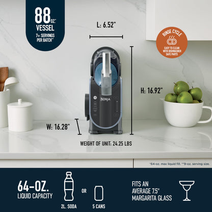 Ninja SLUSHi with RapidChill Technology, 88 oz. Frozen Drink & Slushie Machine, 5 Preset Programs, Margaritas, Frappés, and More, Premium Accents, Black, FS301