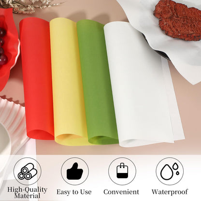 uxcell 100 Pcs Wax Paper Sheets for Food, 8.7 x 8.7 Inch Greaseproof Wrapping Paper Sheets, Square Food Basket Liners for Sandwich Hamburger Bread, Green
