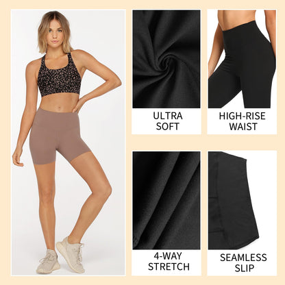 TNNZEET 7 Pack Biker Shorts for Women - 5''/8''/3'' High Waisted Workout Tummy Control Spandex Gym Shorts for Yoga Athletic
