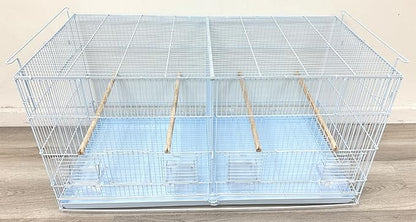 Extra Large 36" x 18" x 19"H Lot of Two Breeder Bird Flight Cage Side Breeding Nest Box Door Center Divider with Removable Rolling Stand