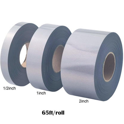 NOZUONO Reflective Heat Transfer Vinyl - Stretchable HTV for Sports Apparel, 65ft Roll - High Visibility, Flexible, Iron On, Easy to Cut for T-Shirts, Jackets, Bags (Silver) (1/2 inch x 65ft)