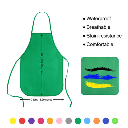 KUUQA 24 Pack 12 Colors Kids Art Aprons Children Painting Aprons Art Smocks for Craft, Kitchen, Classroom