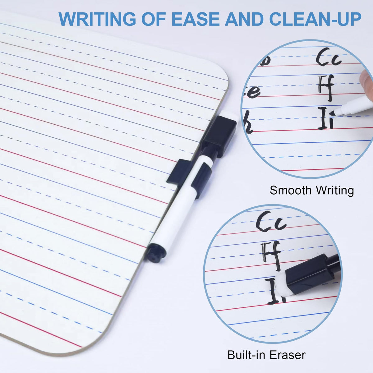 24 Pack Dry Erase Boards, 9"x12" Double Sided Easel Small Whiteboards with Lines for Kids, Students, Education Teacher Classroom, Mini Portable Learning White Boards with 24 Markers, 24 Erasers
