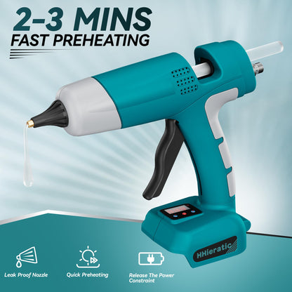 HHieratic Cordless Hot Glue Gun for Makita 18V Battery,Craft Glue Guns with Digital Display,Temperature and Amount Controls,Hot Glue Gun Kit with 30pcs Sticks for DIY&Arts&Crafts(Battery Not Include)