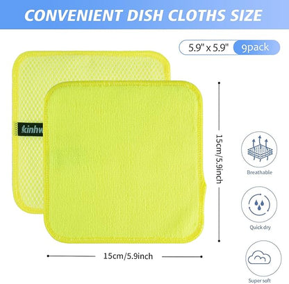 KinHwa Kitchen Washcloths for Dishes Absorbent Microfiber Dish Cloths Quick Dry