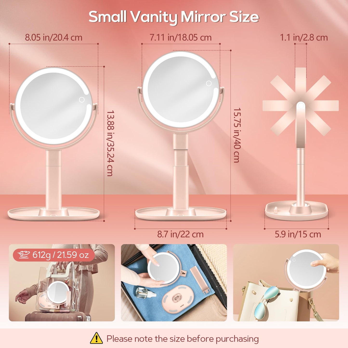 B Beauty Planet Makeup Mirror with Lights, Lighted Magnifying Mirror 30X with 3 Lighting and Adjustable Brightness, 2-Sided Height Adjustable Vanity Mirror for Bathroom, Gifts for Women White