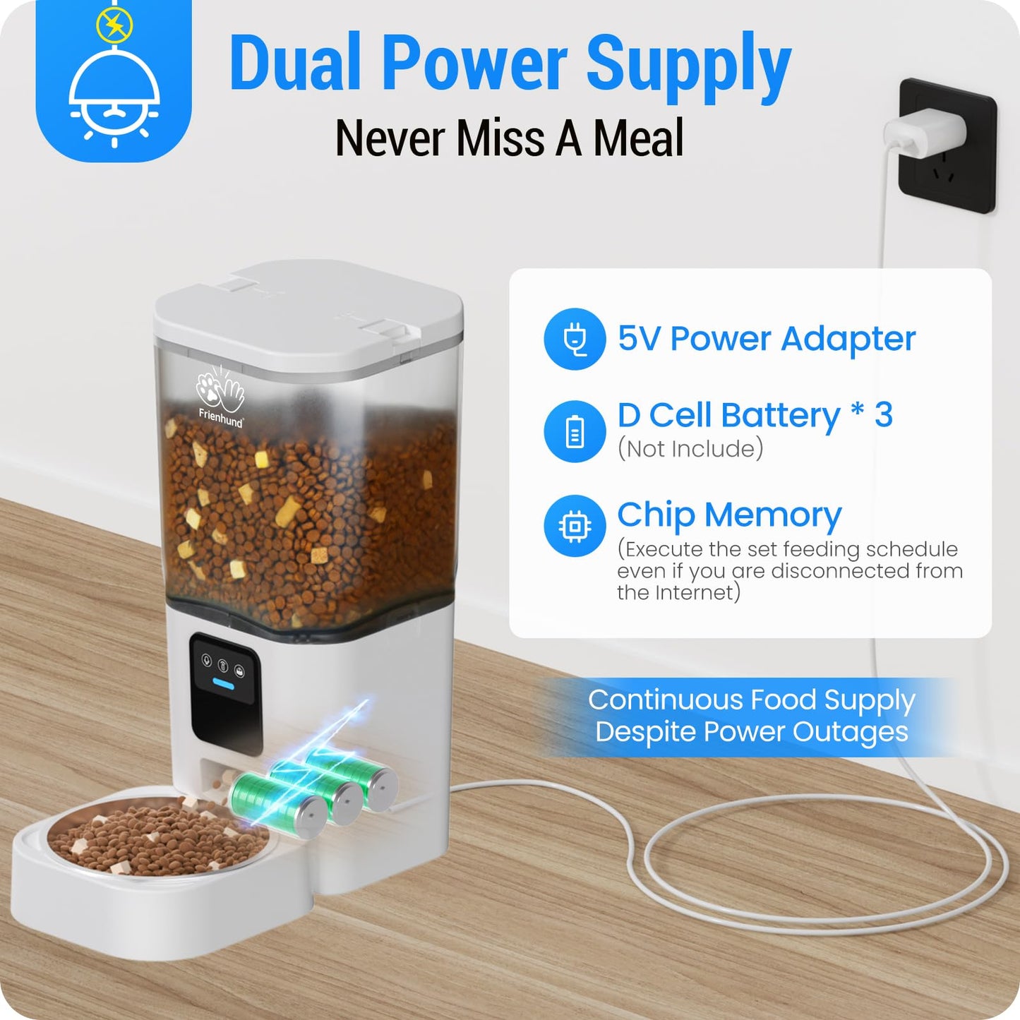 Frienhund Automatic Cat Feeder with 2K Camera: 5G WiFi Automatic Dog Feeder with Night Vision, Auto Cat Food Dispenser with 7L Large Pet Food Storage for Multiple Pet,Detachable for Easy Clean -29 Cup