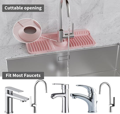 WAFT YEARN 14X5 Inch Silicone Durable Faucet Mat Kitchen Sink Splash Guard