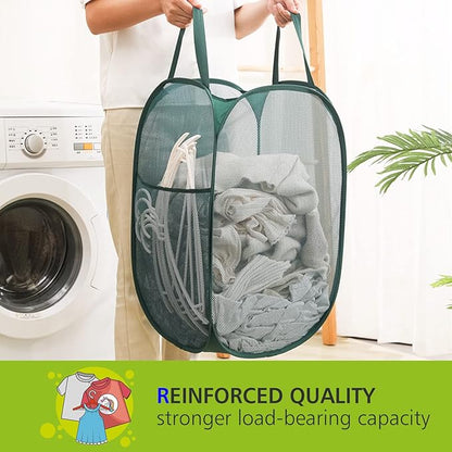 HONOMA Sturdy Mesh Laundry Hamper Basket Bag, Pop up Basket