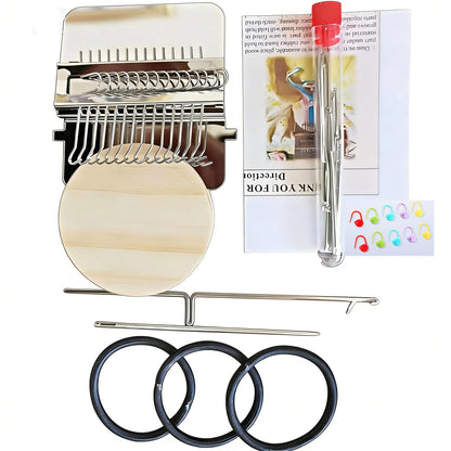 Complete Darning Loom Kit for Clothes Repair & Mini Weaving | Includes Wooden Loom, 14 Needles, Elastic Bands, Stitch Markers | Portable Sewing/Mending Tool for Socks, Sweaters