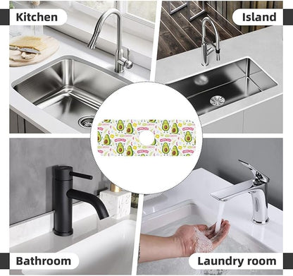 Cute Green Avocado Avocados Kawaii Kitchen Sink Splash Guard Faucet Mat Super