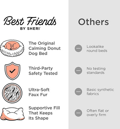 Best Friends by Sheri The Original Calming Donut Dog Bed for Small Dogs up to 25 lbs, Shag Faux Fur, Frost Gray, 23" x 23"