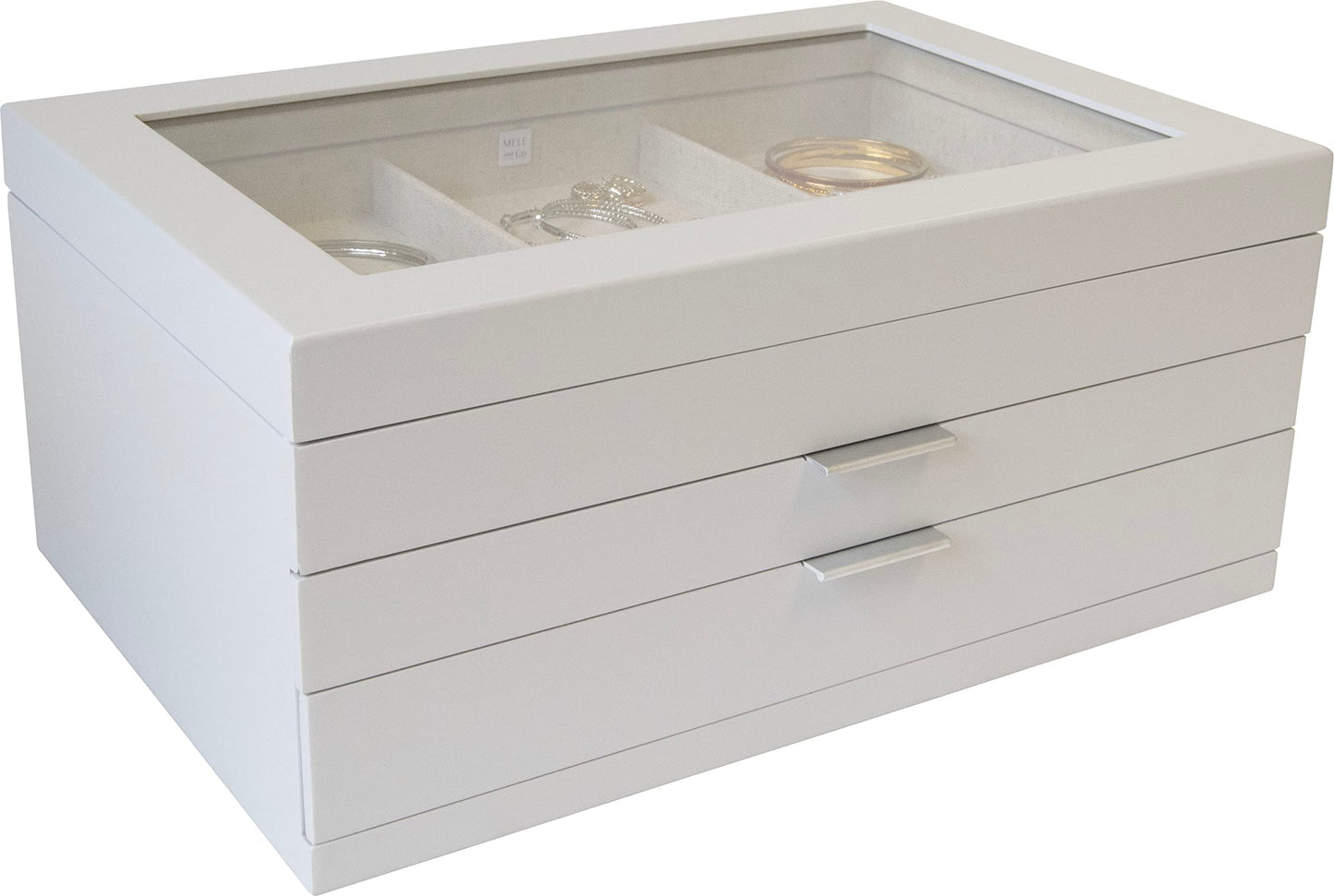 Mele and Co Misty Wooden Jewelry Box with Glass Lid