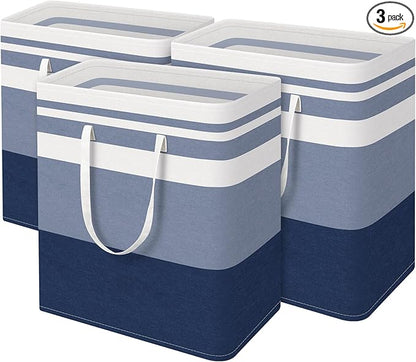 BlissTotes 3-Pack Laundry Basket, Freestanding＆Waterproof Laundry Hamper