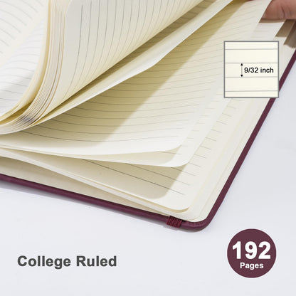ViVin Lined Journal Notebooks, 3 Pack, (Black, Burgundy, Dark Green), 192 Pages, Medium 5.5 x 8.3 inch, College Ruled, A5 Hardcover Notebooks, Journaling Notebooks for Work, Writing, School