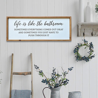 Sign Wall Decor Inspirational Quotes Wood Framed Kitchen Home Simple Hanging Wall Art Above Front Door Entryway, Family Love - 32'x12'