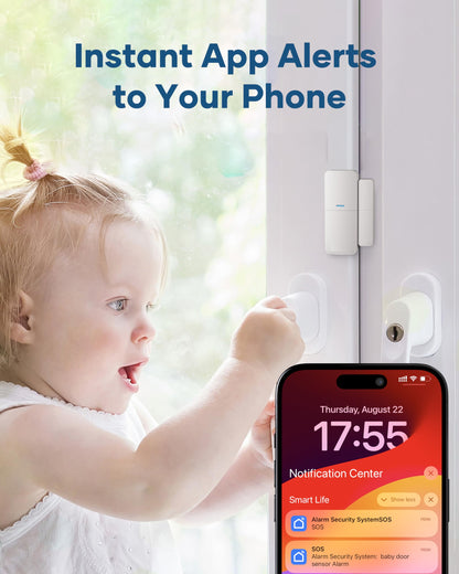 GRSICO 9-Piece Home Security System, WiFi Wireless Alarm System, 120dB Siren Alert, DIY Smart Security System for House and Apartment, Smart Life App Control, No Monthly Fee, 2.4GHz WiFi