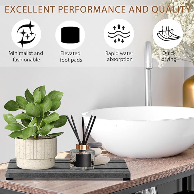 3PCS Water Absorbing Stone Tray, DryingNeat Diatomite Stone Sink Tray, Instant