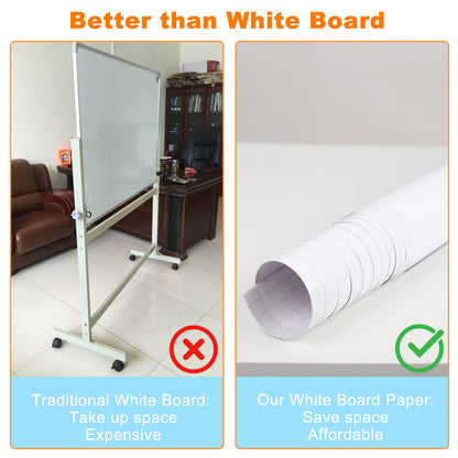 Nortix White Board Paper for Wall, Whiteboard Contact Paper, Dry Erase Peel and Stick Wallpaper Stain-Proof Dry Erase Wall Decal, 1 Piece (4x6ft)