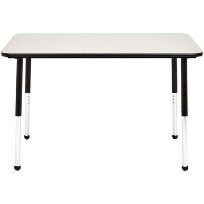 Amazon Basics Adjustable Height Rectangular Classroom Activity Table, Writing Desk for School and Home, Grey Top/Black Edge, 47" W x 29" L x 30" H