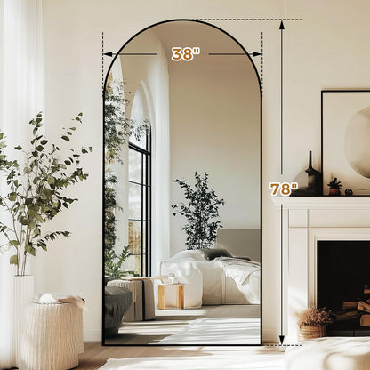 ABSWHLM Oversized Full Length Mirror 78x38 Inch - Wall Mounted or Standing Floor Mirror with Aluminum Alloy Frame, Shatterproof Tempered Glass - Modern Mirror for Bedroom, Living Room, Closet, Black