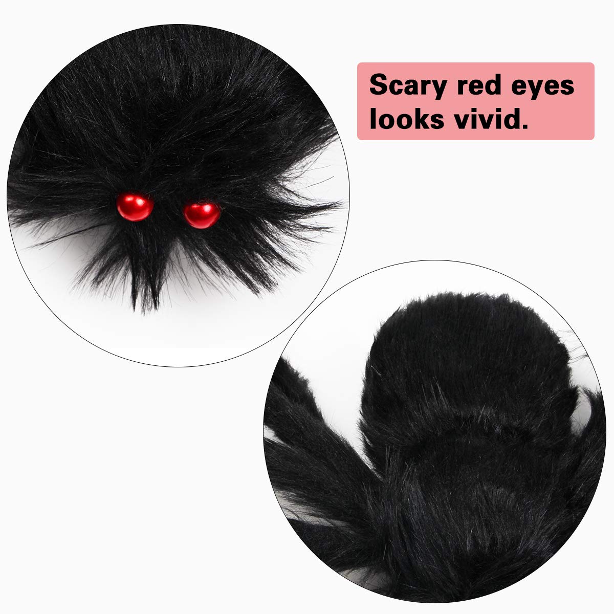Libay Halloween Giant Spider Decorations - 2PCS Realistic Large Scary Props for Indoor Outdoor and Yard Garden Lawn Party (6.6FT) Black