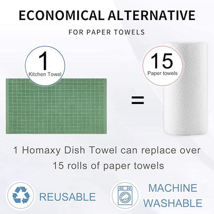 Homaxy 100% Cotton Terry Kitchen Towels, Checkered Designed, Soft and Super