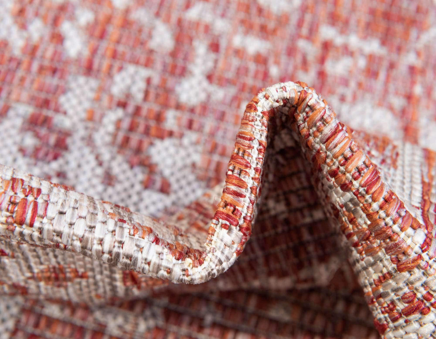 Unique Loom Outdoor Traditional Collection Area Rug - Timeworn (2' x 6' 1" Runner, Rust Red/ Gray)