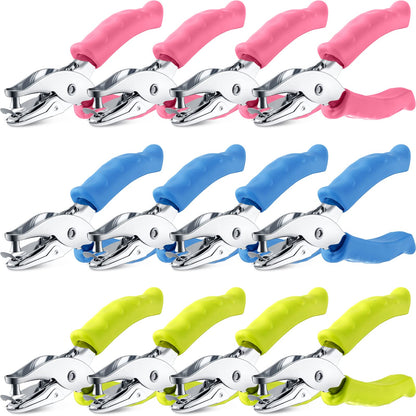 Chumia 12 Pieces Single Hole Punch Handheld 1/4 Inch Hole Paper Punch with Grip Handles Circle Single Shape Puncher for Craft Paper Greeting Cards Scrapbook Notebook(Multicolor)