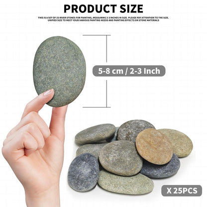 25Pcs River Rocks for Painting, 2-3 Inch Flat Smooth Rocks to Paint, Natural Craft Stones for Kids & Adults Art Projects, Bulk Painting Rocks